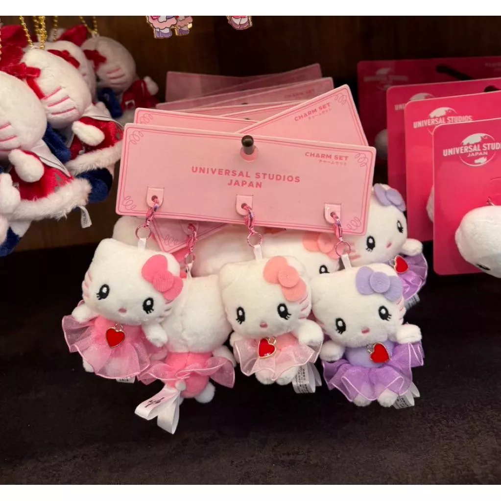 大阪環球影城限定kitty愛心紗裙3入迷你吊飾