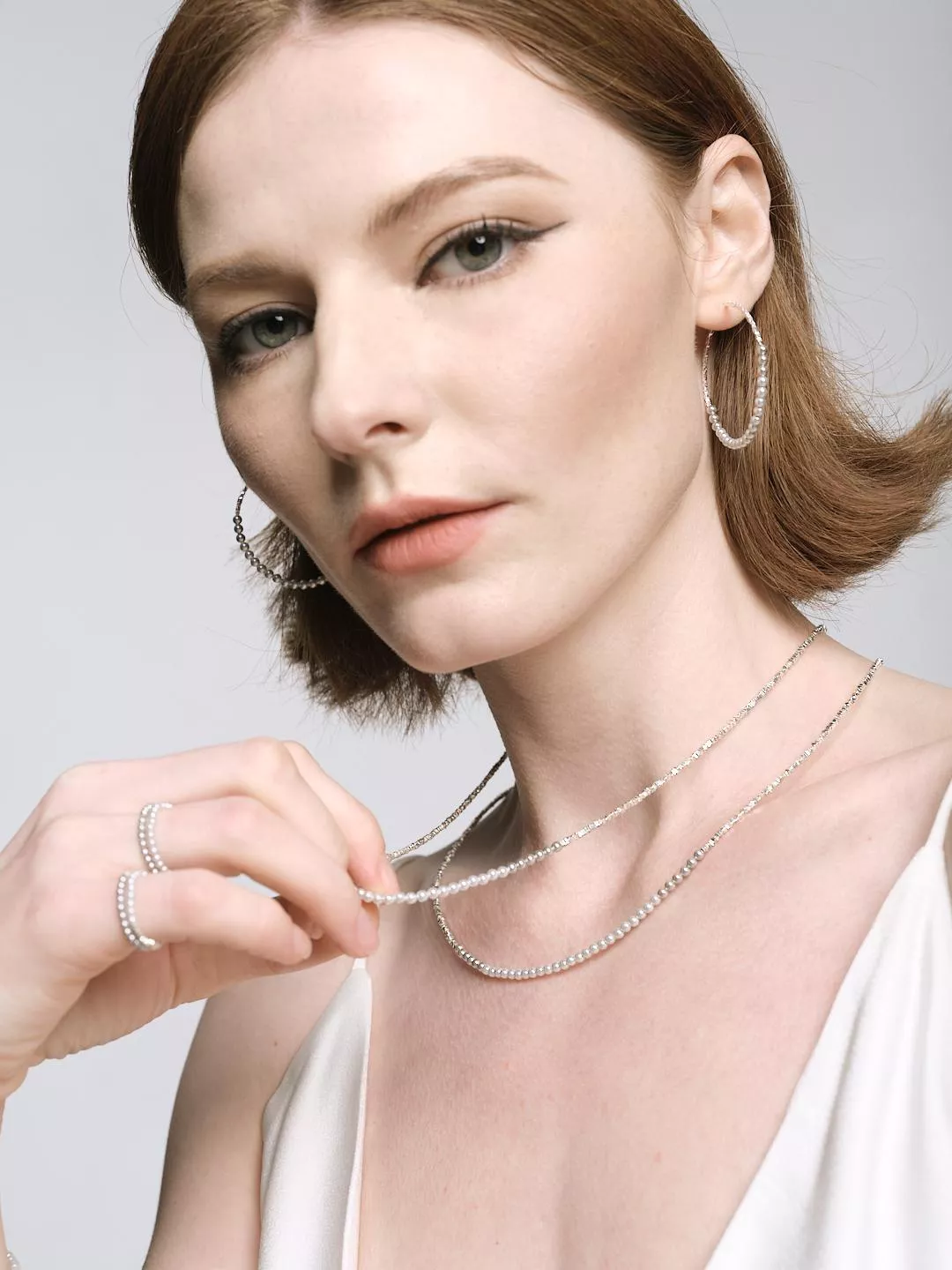 Trace of light-Necklace  手工製作s925碎銀拼接珍珠雙色項鍊