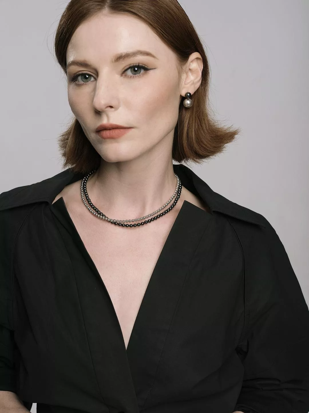 Self-reflection-Necklace Set (兩入一組) -手工製黑灰珍珠/灰白珍珠純銀項鍊