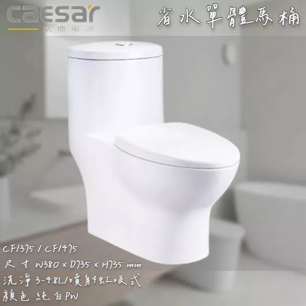 🔨 實體店面 可代客安裝 CAESAR 凱撒衛浴 省水單體馬桶 CF1375 CF1475 實體店面 可代客安裝