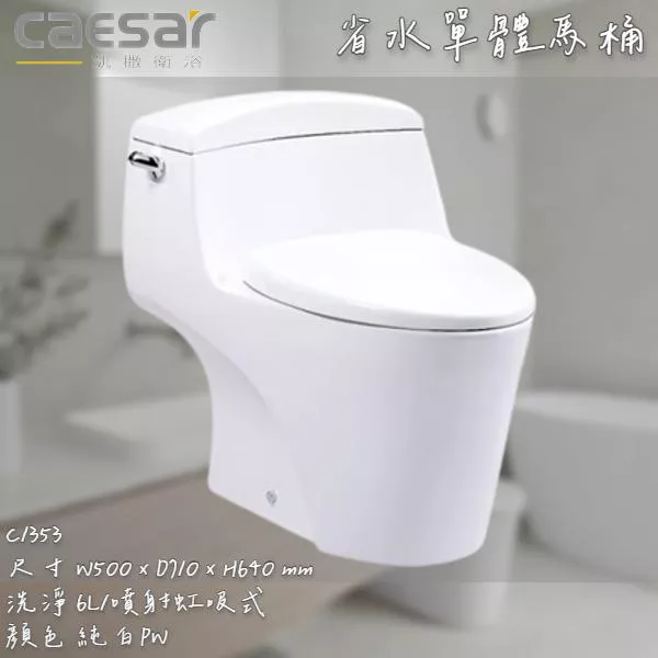 🔨 實體店面 可代客安裝 CAESAR 凱撒衛浴 省水單體馬桶 C1353 實體店面 可代客安裝