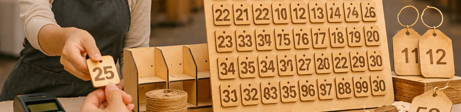 雷射雕刻木製號碼牌