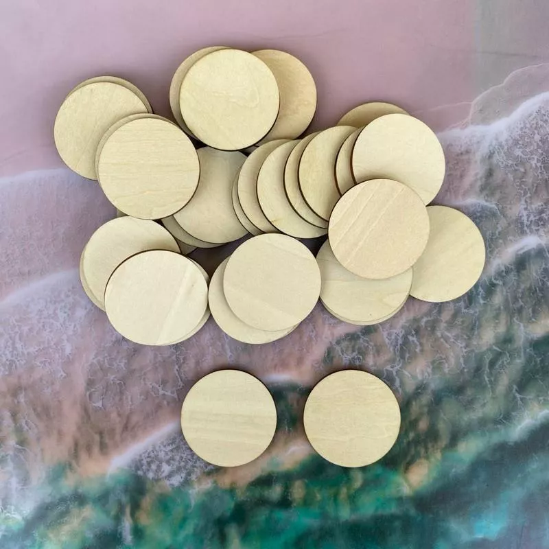 4.5cm 圓形木片造型木片【一包36入】蝶古巴特材料，美勞 diy 材料包, 美勞素材 可以客製化或雕刻文字和圖案