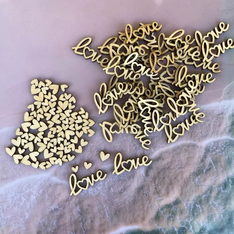 LOVE造形木片【1包36片,加送90片心形木片】形狀木片 蝶古巴特拼貼手工藝diy材料包 創意木片 裝飾木片 可客製化