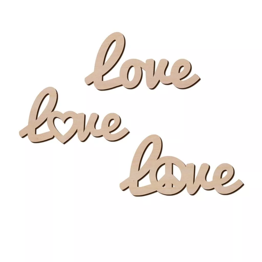 LOVE文字造形木片 造型木片 蝶古巴特 手作材料 木片材料 雷雕素材 拼貼 彩繪 DIY 美勞 手工藝材料 客製化木片