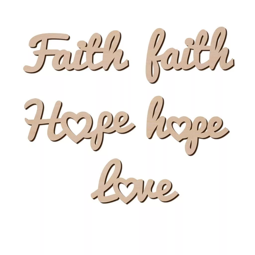 信望愛 Faith Hope Love文字造形木片 造型木片 蝶古巴特 手作材料 木片材料 雷雕素材 DIY 手工藝材料