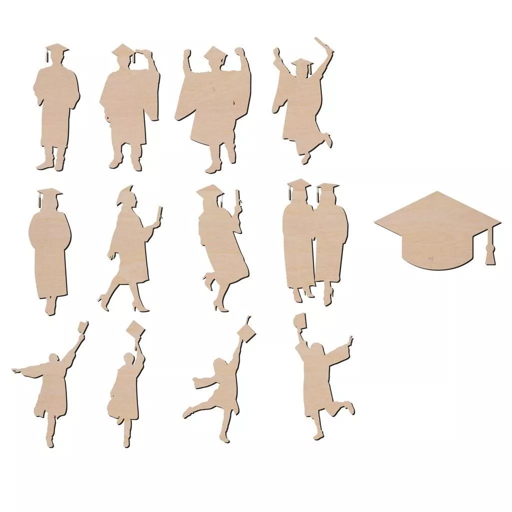 畢業生 畢業禮服造形木片, 造型木片 木片材料 蝶古巴特 手作材料 拼貼 彩繪 DIY 美勞 手工藝材料 客製化小木片