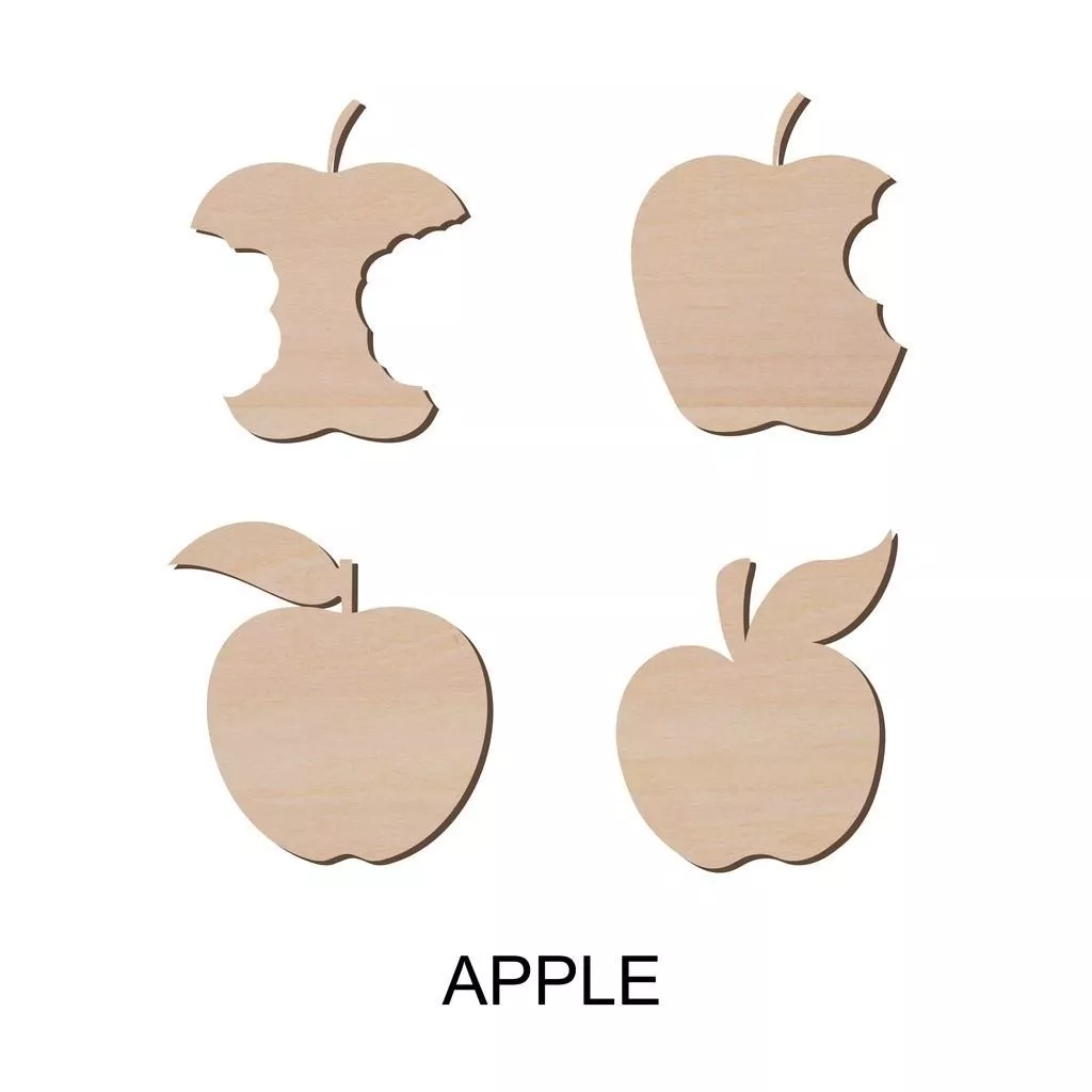 蘋果造形木片 造型木片 蝶古巴特 手作材料 拼貼 彩繪 DIY 美勞 手工藝材料 木片材料 雷雕素材 客製化小木片
