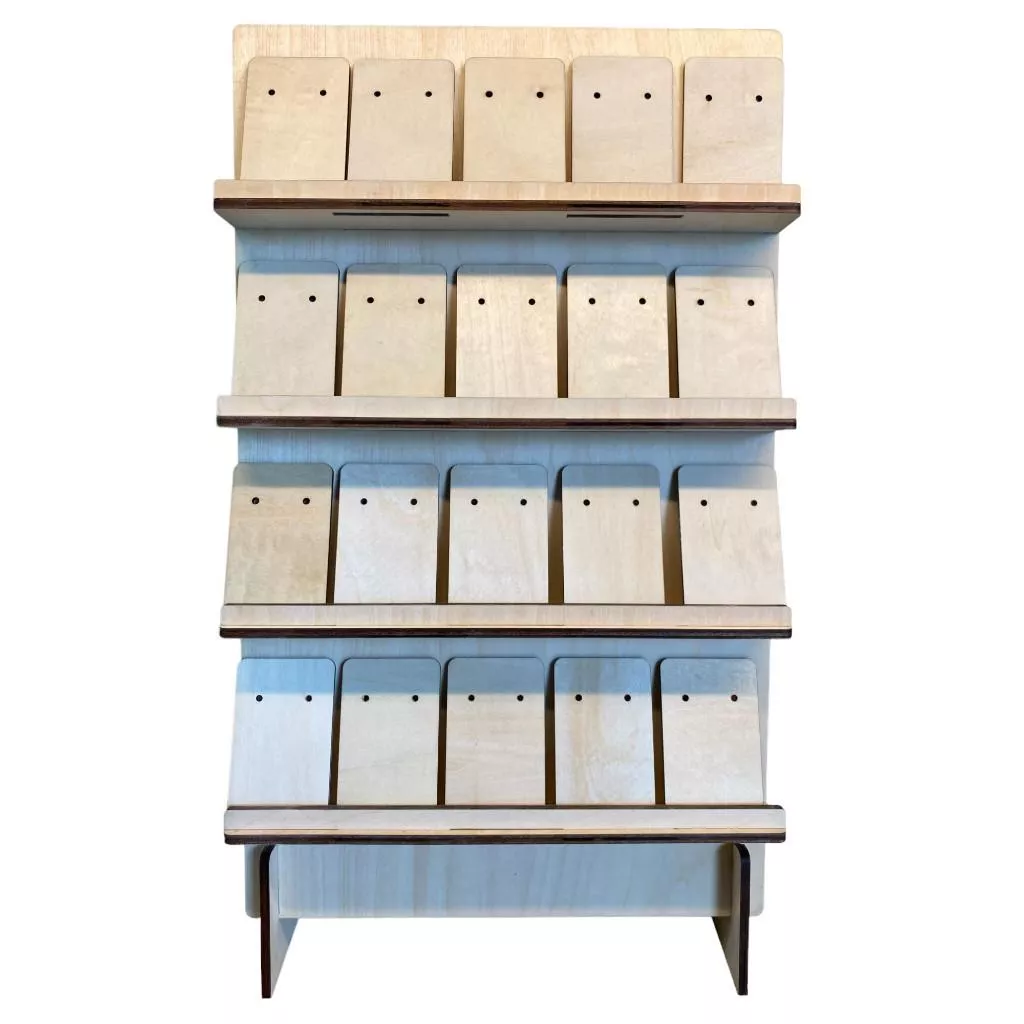 20片耳環卡 4層展示架, 飾品架 耳環展示架 耳環收納架 首飾展示架 飾品收納架 櫃檯擺攤陳列道具 可雕刻名字可客製化