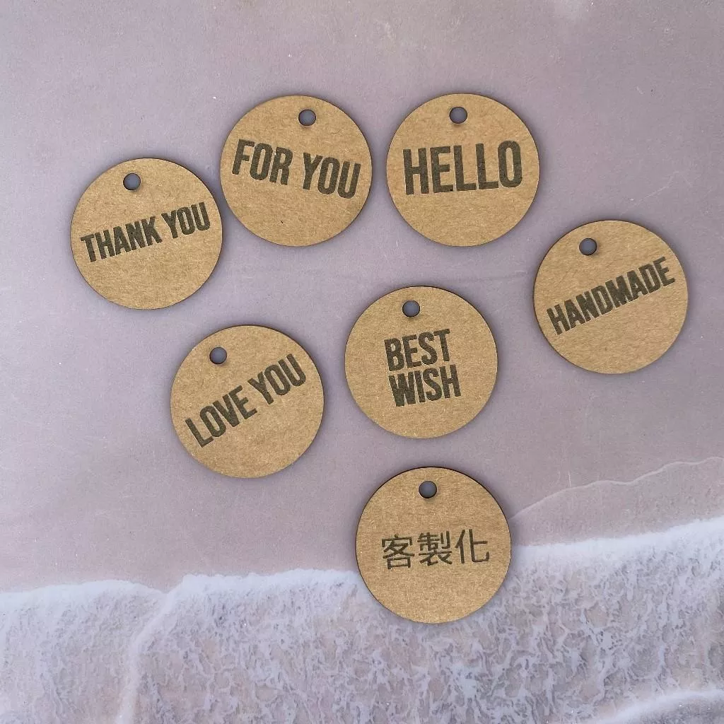 英文刻字圓形牛皮紙吊牌（50片入，多樣設計，客製化可選）商品吊牌 包裝吊牌, 標籤, 掛牌, 卡牌, 禮品包裝
