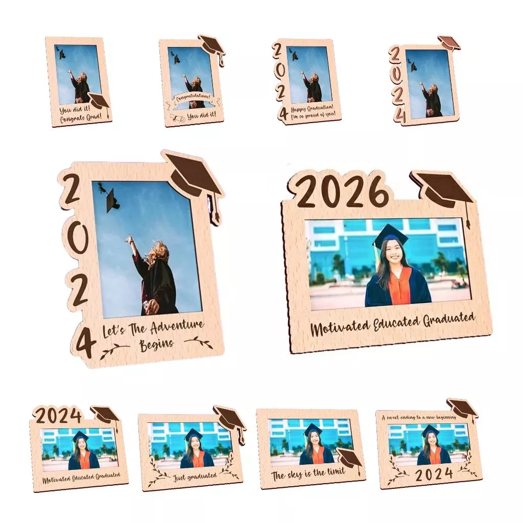 2026畢業相框, 畢業主題相框, 畢業紀念禮物相架, 畢業派對裝飾, 可客製化相框刻字或圖案, 可放4R相片 木製相框