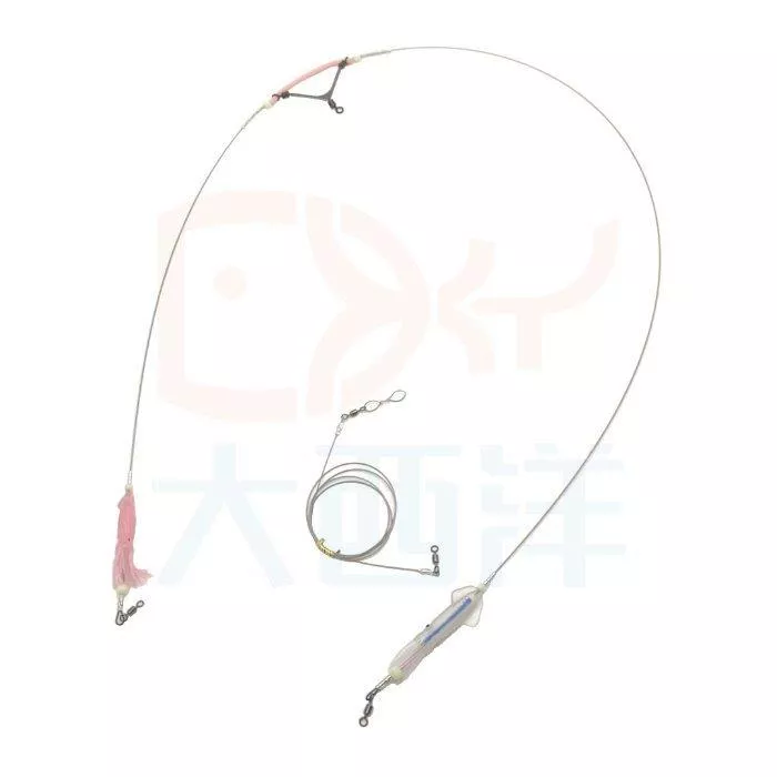 大西洋釣具 雙門釣組 不纏線鈦鋼絲 記憶鋼絲 白帶魚釣組 附小卷 (1包)