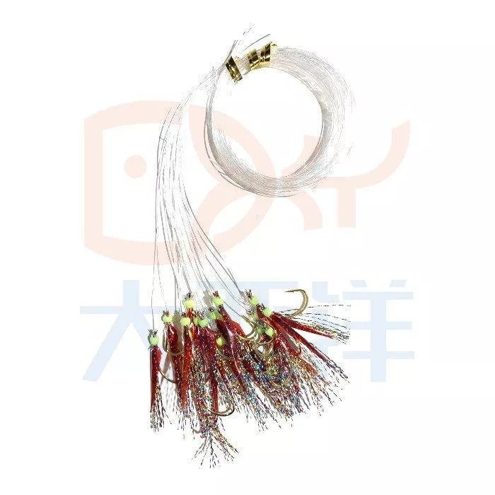 大西洋釣具 紅色魚皮鉤 魚皮鈎 魚皮仕掛 子線鉤 魚皮子線 花飛 巴啷 紅目鰱