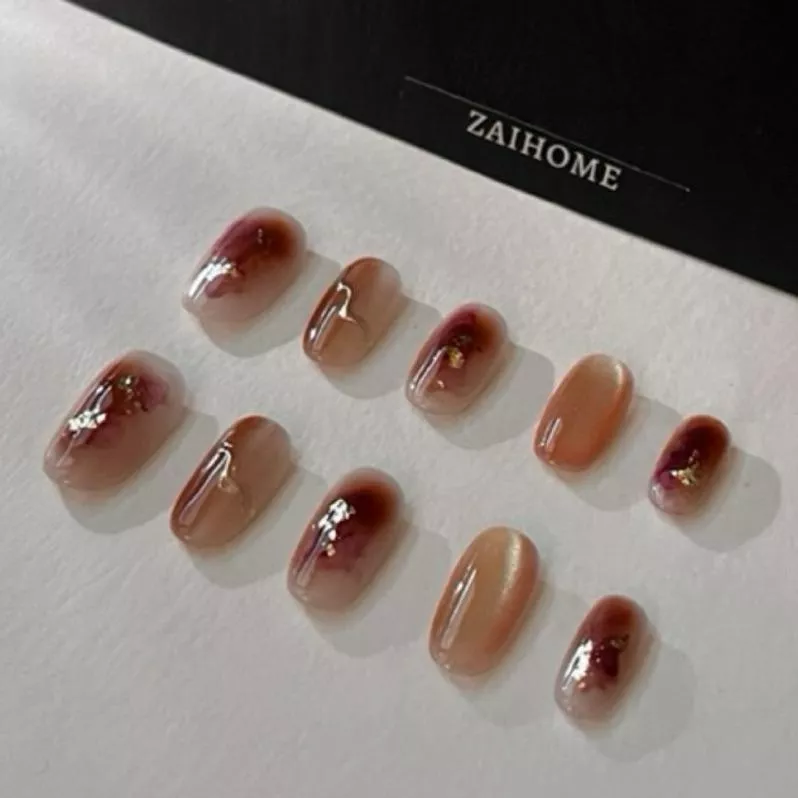 現貨 | 隔日到貨【塞納河畔-18】中橢圓 氣質貼鑽 顯白 精靈晶石 貓眼穿戴甲 純手工穿戴甲