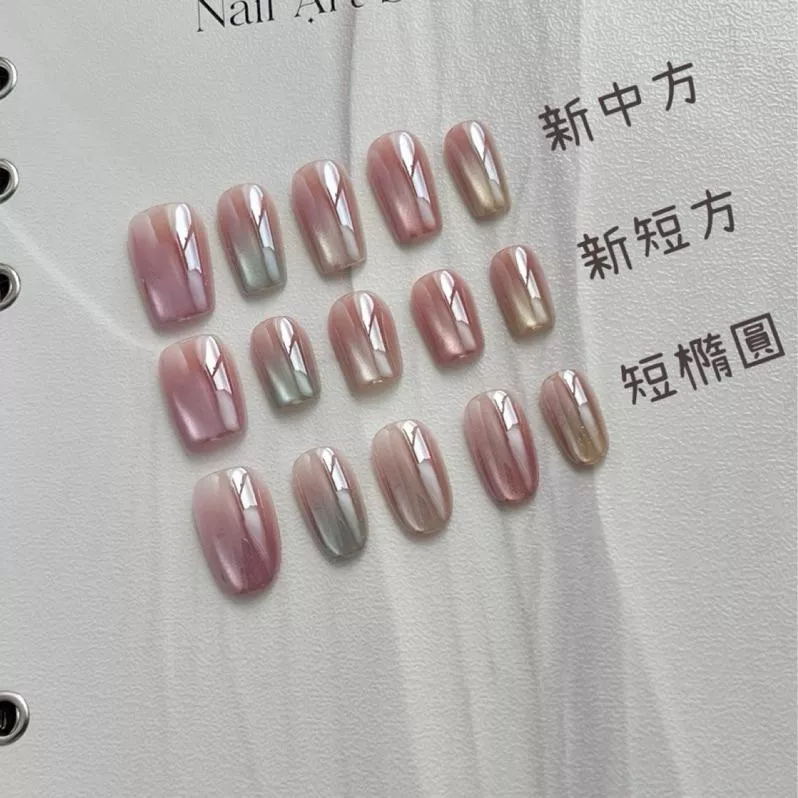 現貨｜隔日到貨 《彩虹光譜-L06》 多甲型 貓眼 電鍍美甲 手工穿戴甲 短方 橢圓甲 美甲訂製 台灣穿戴甲