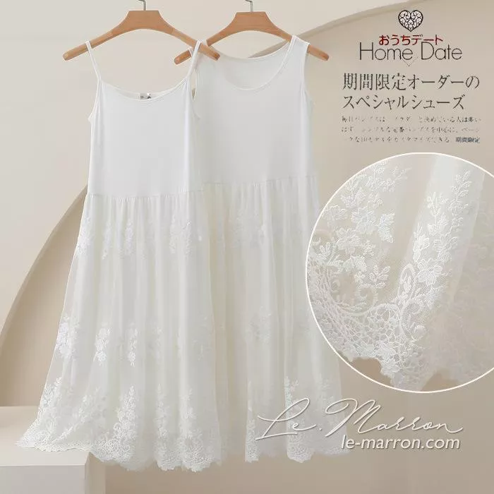 日系小清新~優雅蕾絲襯裙 彈性佳吊帶裙 加長版背心裙#LL140預購𝓛𝓮𝓜𝓪𝓻𝓻𝓸𝓷