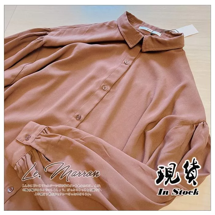 現貨│日單OFALO 抓褶長袖 寬鬆版 簡約單排釦雪紡襯衫4350特價