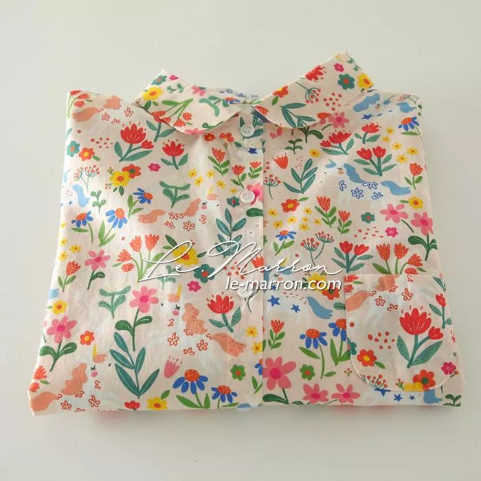 夢幻森林×五彩花朵🌺溫柔色調可愛長袖襯衫#G1127預購