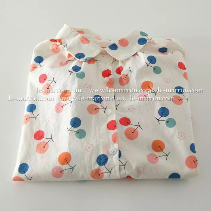 日系×童趣 多彩櫻桃 チェリー🍒可愛印花寬鬆長袖襯衫#G1284預購