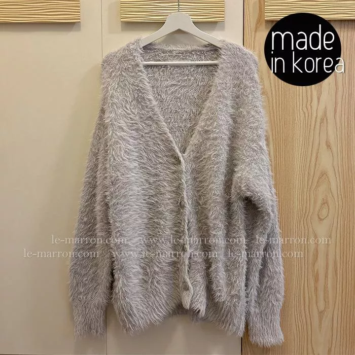 現貨│韓國製 好看的銀灰色馬海毛針織外套 軟糯感質感毛衣開衫oversize寬鬆版 大尺碼4399