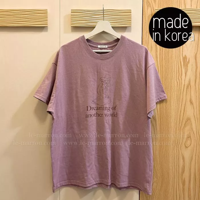 現貨│韓國製 公主風卡通印花 粉紫色短袖T恤 微瑕疵4403