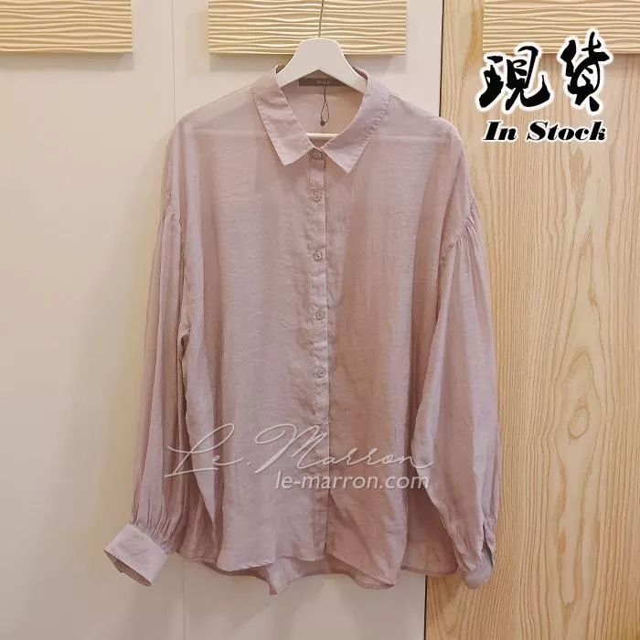 現貨│日單 日本小眾牌OFALO 清透感 壓褶燈籠袖寬鬆版透視雪紡衫 開衫防曬罩衫4413現貨