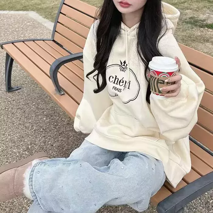 現貨│日單GRL奶呼呼的黃色 字母刺繡 內刷毛連帽T 寬鬆版#4425特