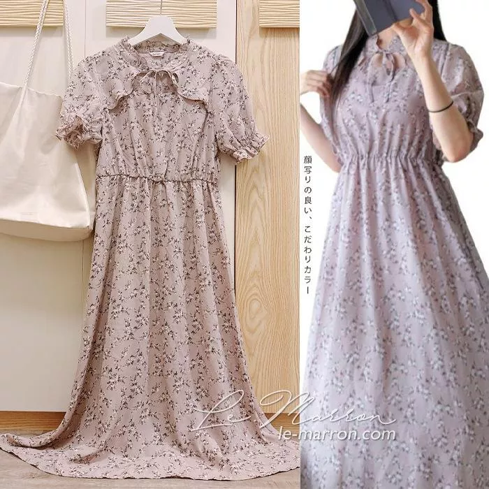 現貨│日單Lutique小花柄 優雅荷葉花邊 短袖碎花洋裝#4427特