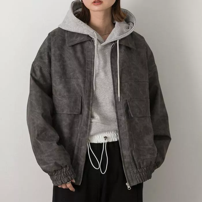 現貨│日單OFALO 做舊感洗色 復古皮衣外套#4429特