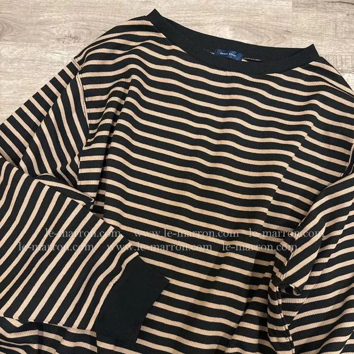 現貨│日單sweet fleur 基本款條紋4L(XL~2XL可穿) 舒適針織棉長袖T#4436特