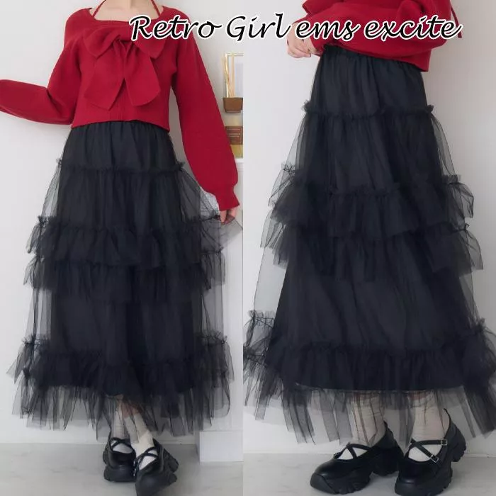 現貨│日單Retro Girl ems excite 甜美薄紗長裙 原宿風蛋糕裙 網紗裙#4459特