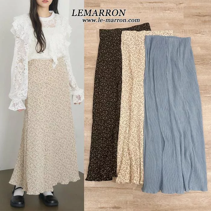 現貨│日系碎花長裙 紋理感壓褶細褶 百褶長裙#4465特