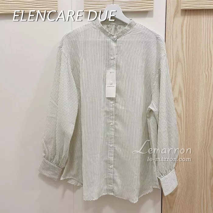 現貨│日單Green Parks/ELENCARE DUE 北歐風清爽條紋立領襯衫*瑕疵#4479特