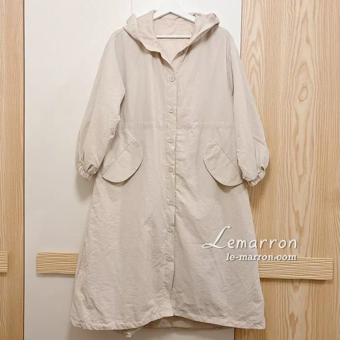 現貨│日單Linoluce 雙口袋淨版單排釦風衣 長版連帽外套#4482特