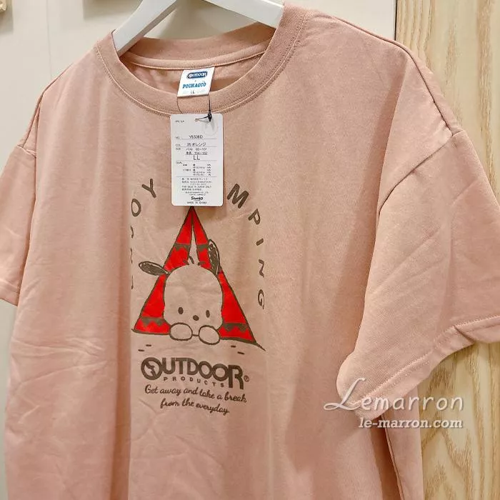 現貨│日單outlet 日本限定Outdoor x Pochacco 粉橘色可愛印花短袖T恤#4483特