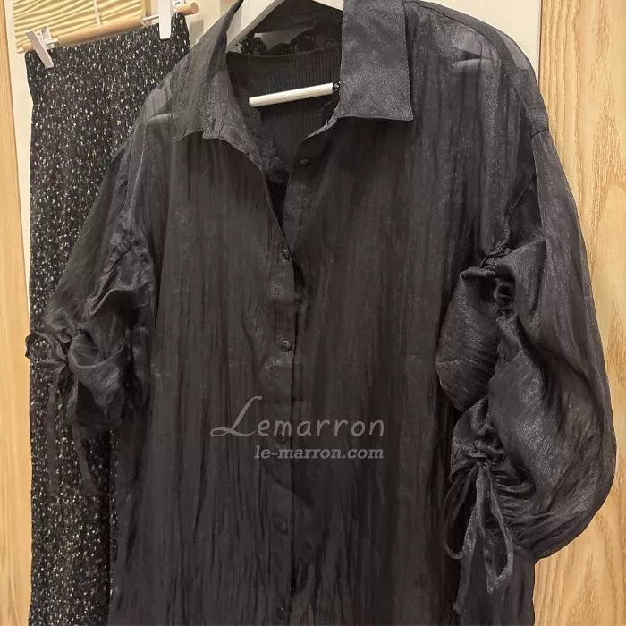 現貨│日單LAKOLE袖子抽繩 珠光感透膚襯衫 / tip top 蕾絲拼接V領背心#4485特