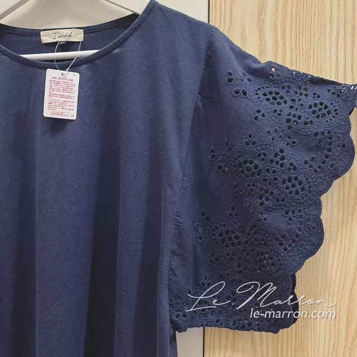 現貨│日單 超美縷空刺繡拼接袖 百搭圓領T恤#4441特