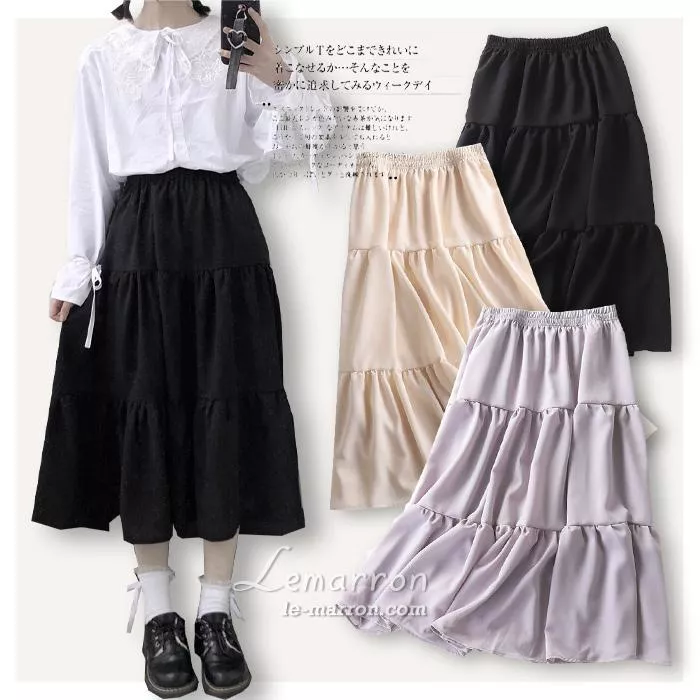 日系甜美雪紡蛋糕裙 蘿莉塔軟萌感質感長裙#LL026預購