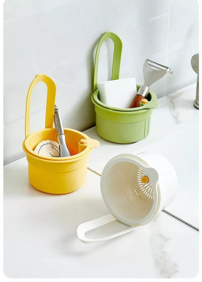 水槽瀝水籃掛袋水龍頭洗碗海綿收納置物架廚房用品水池免打孔掛籃