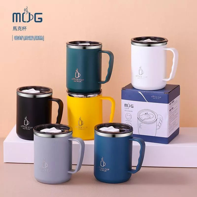 304不鏽鋼馬克杯雙層刻度口杯創意保溫杯