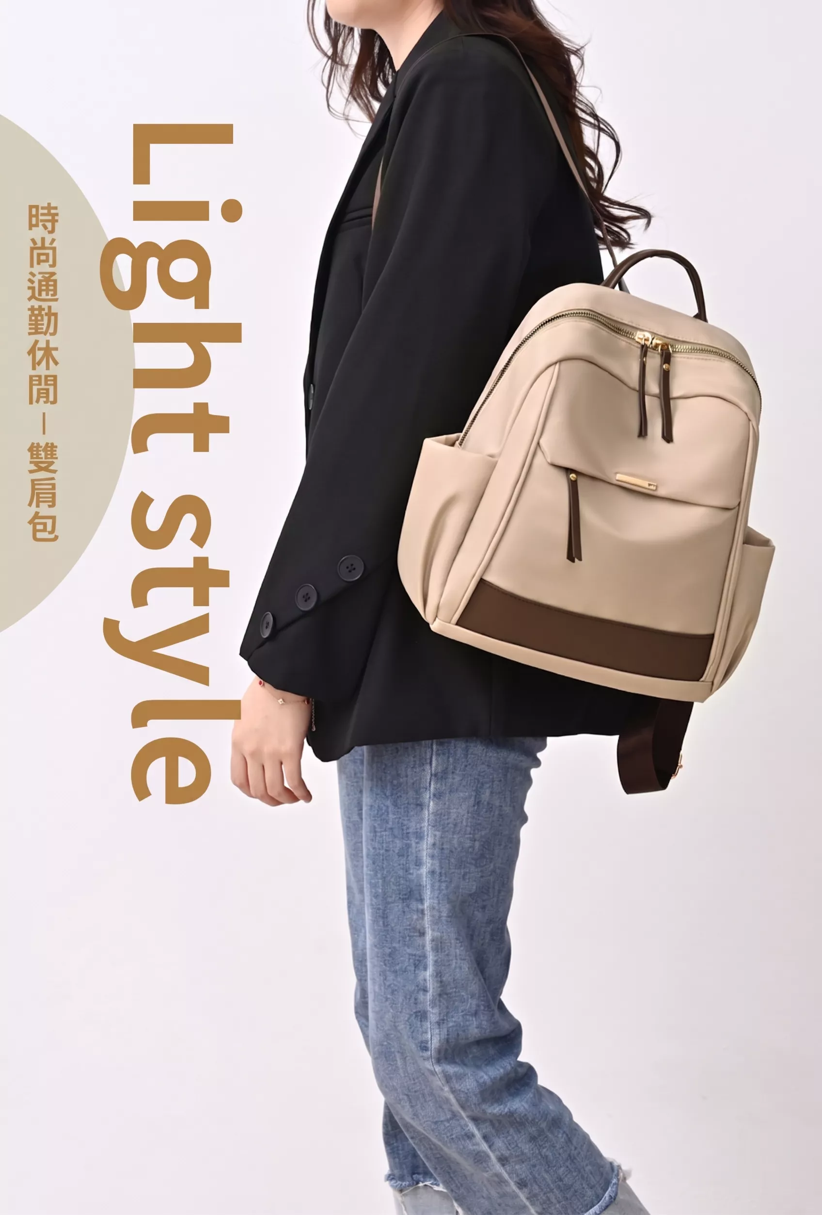 雙肩包大容量輕便休閒旅行背包尼龍簡約後背包