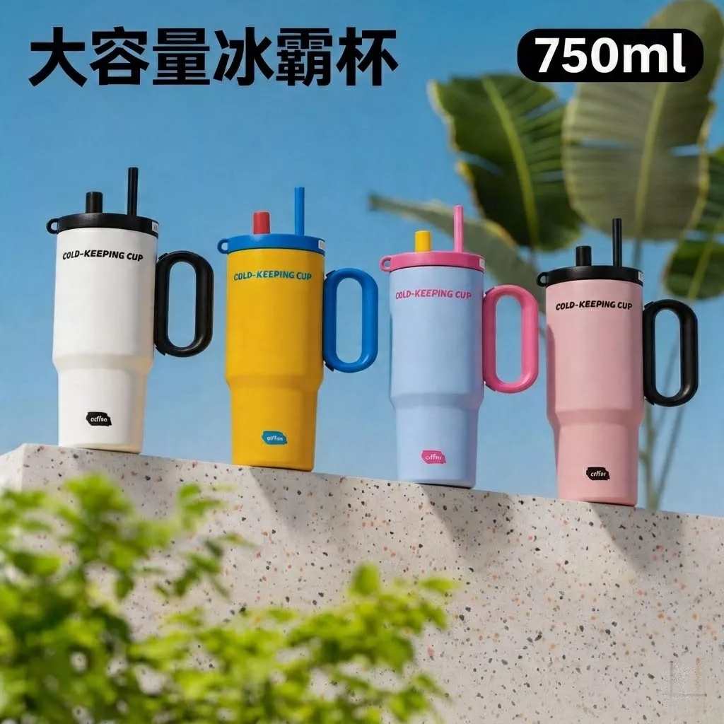 冰霸杯不鏽鋼內膽保溫杯大容量吸管保冷水杯