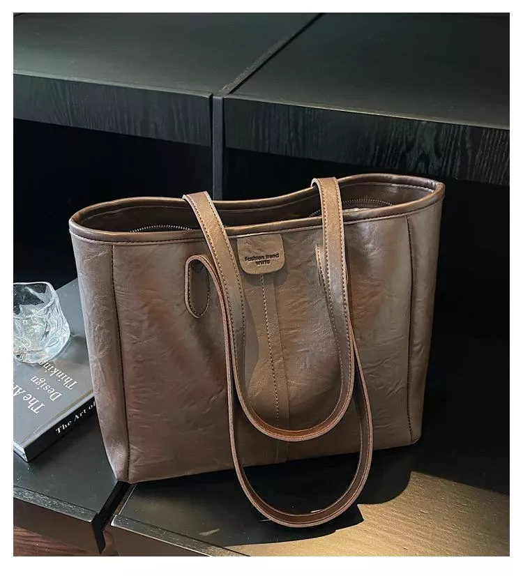 時尚大容量托特包通勤上班女單肩包復古百搭女包