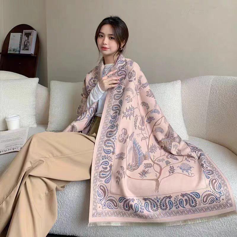仿羊絨空調披肩圍巾女款夏季辦公室保暖外搭多功能毛毯