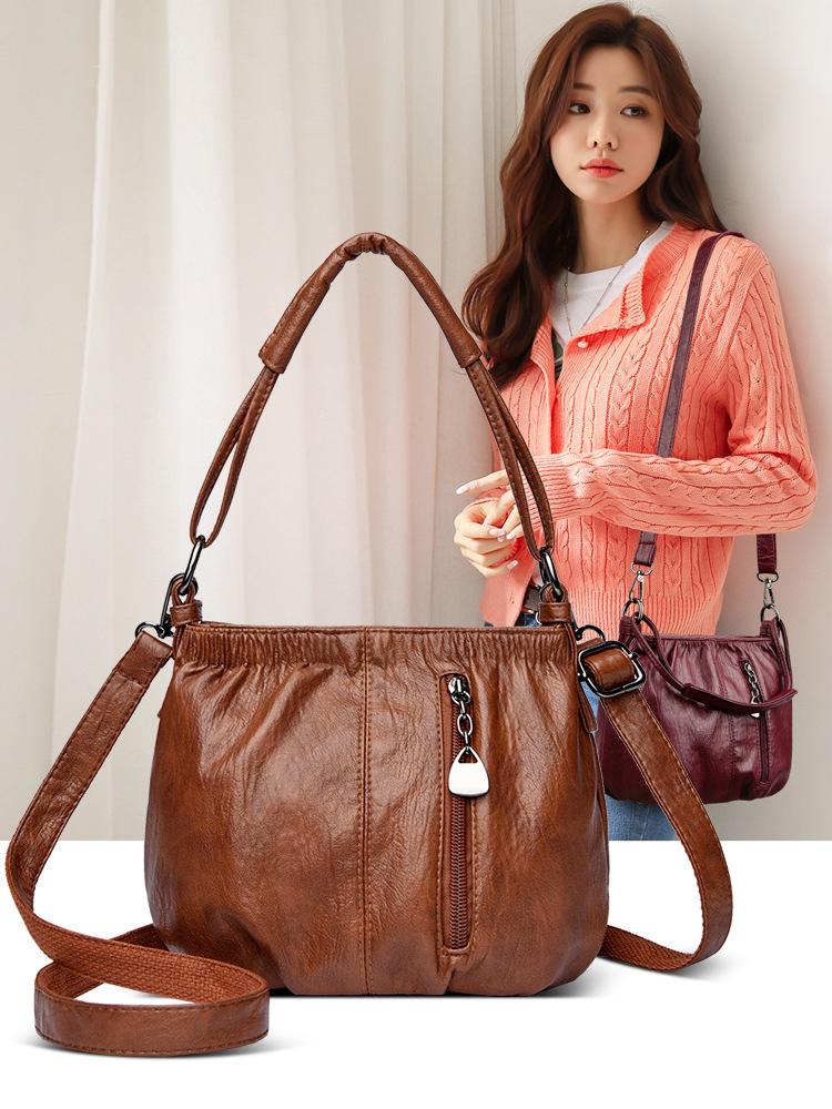 歐美時尚復古質感手提包女士單肩斜背包百搭女包側背包