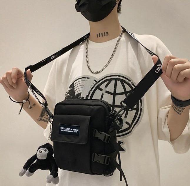 韓系簡約斜背小包情侶同款輕量百搭日常通勤肩背包