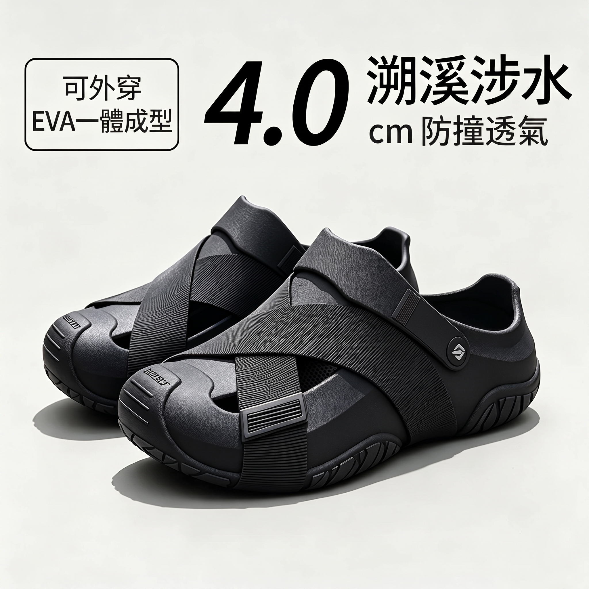 男女款EVA溯溪洞洞鞋防滑包頭涼拖鞋輕量透氣沙灘鞋涉水鞋休閒拖鞋
