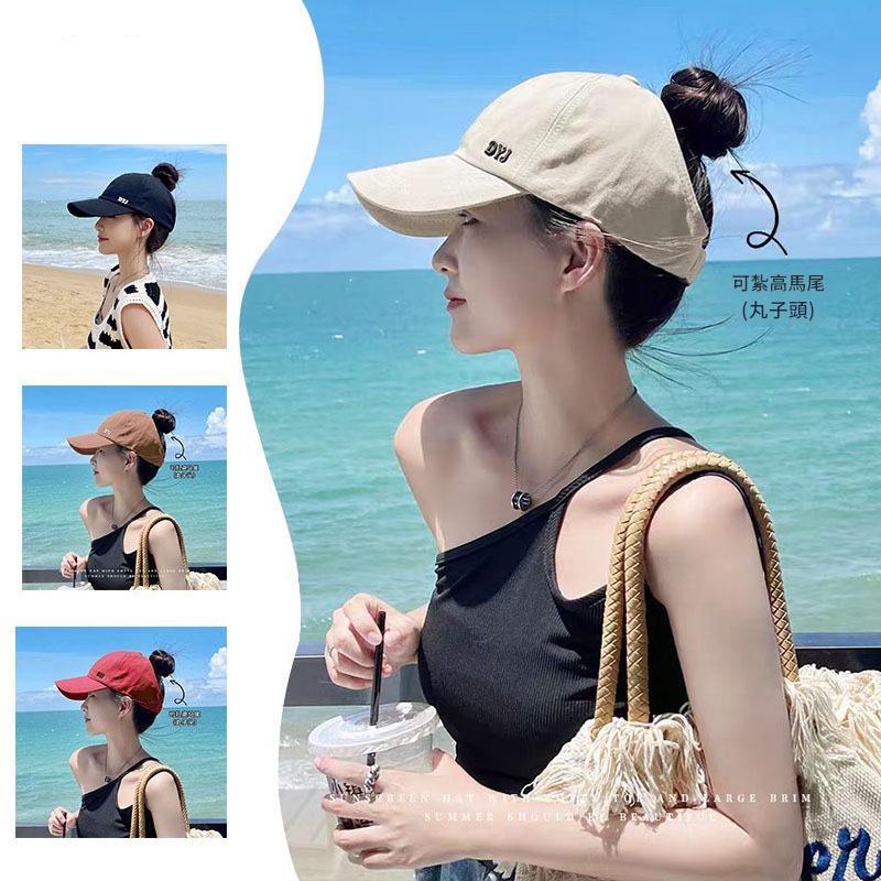 女款夏季時尚百搭空頂帽棒球帽遮陽帽春夏防曬休閒帽