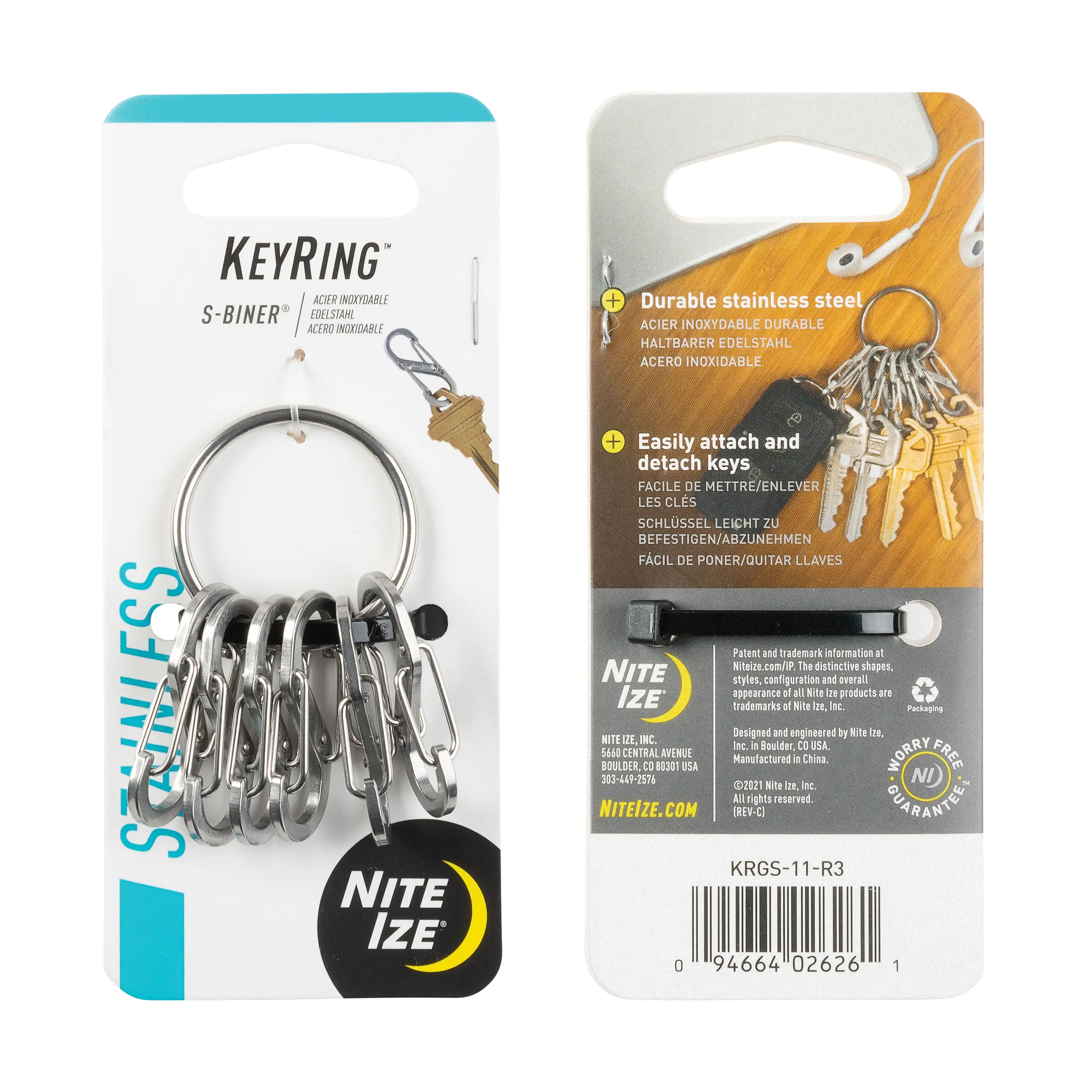 NITE IZE KeyRing Steel S-Biner® 不鏽鋼鑰匙圈