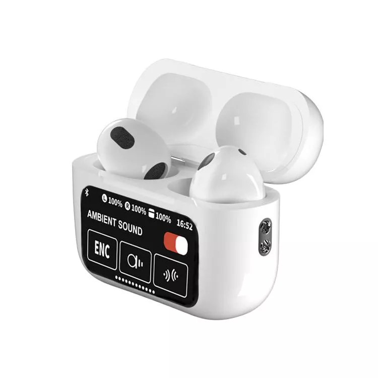 LCD觸控螢幕真無線藍牙耳機 藍牙5.4降噪耳機 35dB深度降噪 HIFI立體音效 IPX4防水運動耳機 智慧觸控充電盒 ANC降噪 環境音模式 入耳式藍牙耳機